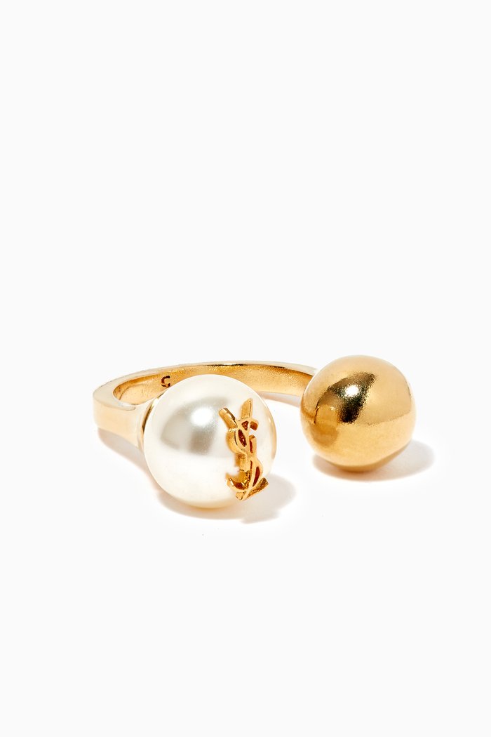 

YSL Pearl Open Ring n Metal, Gold
