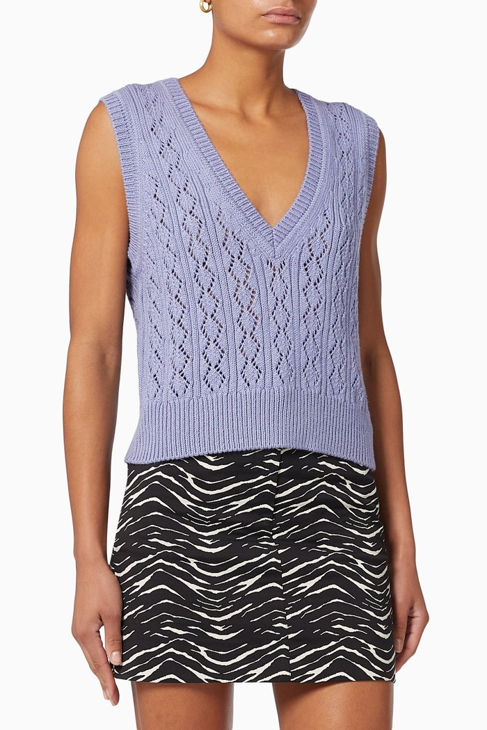 

Perforated Knit Gilet, Purple