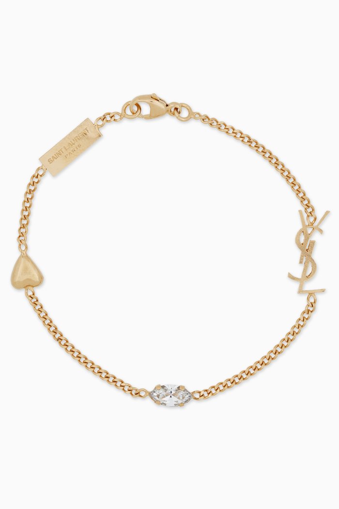 

Opyum Charm Rhinestone Bracelet in Metal, Gold
