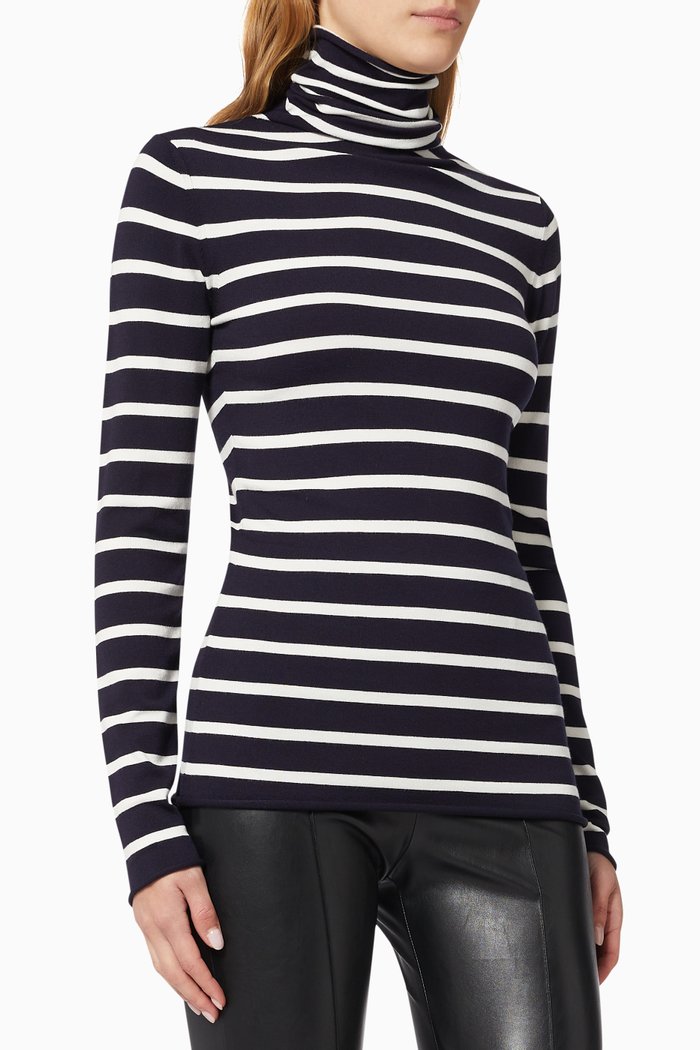 

Padova Striped Turtleneck in Jersey, Blue