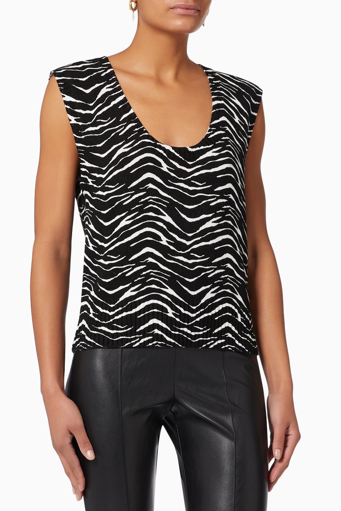 

Animal Print Tank Top, Black