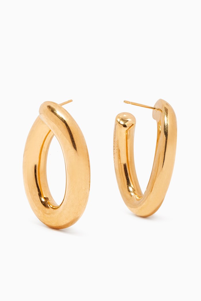 

Link Hoop Earrings in Brass, Gold