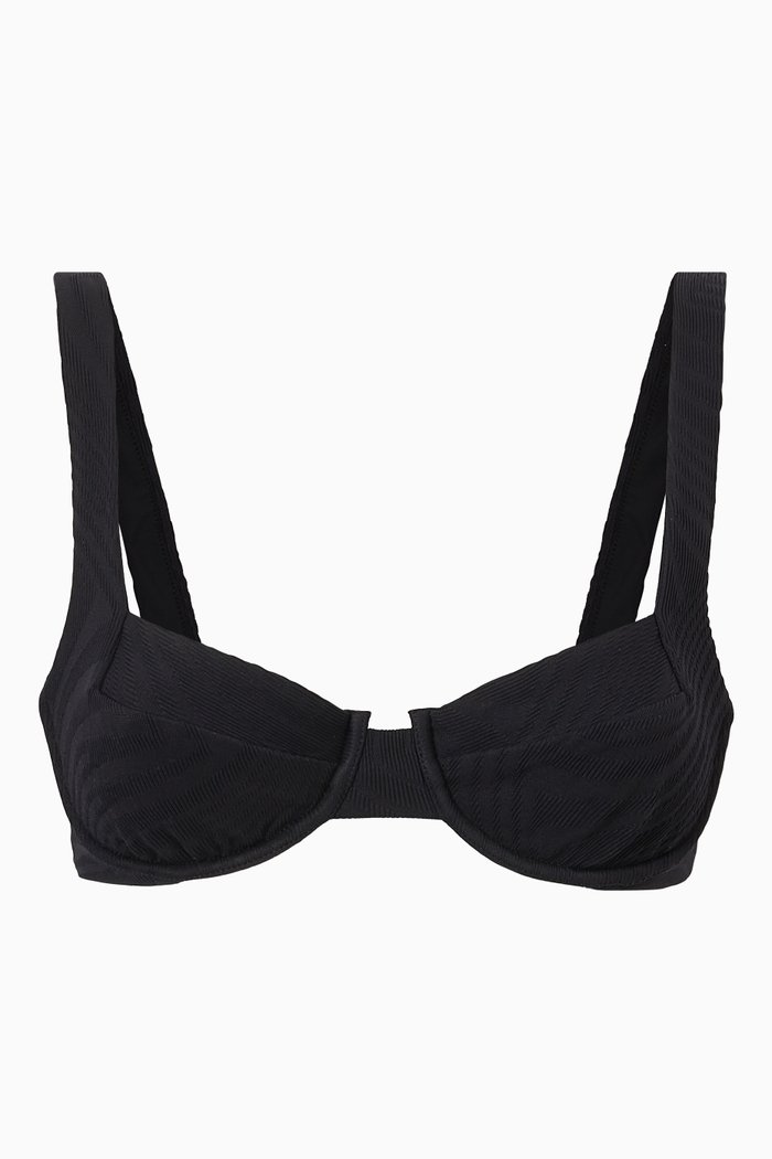 

Casanova Bikini Top in Textured Lycra, Black