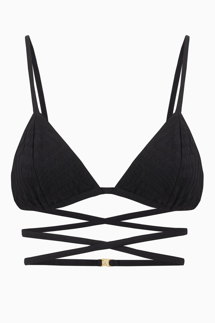 

Akira Bikini Top in Textured Lycra, Black