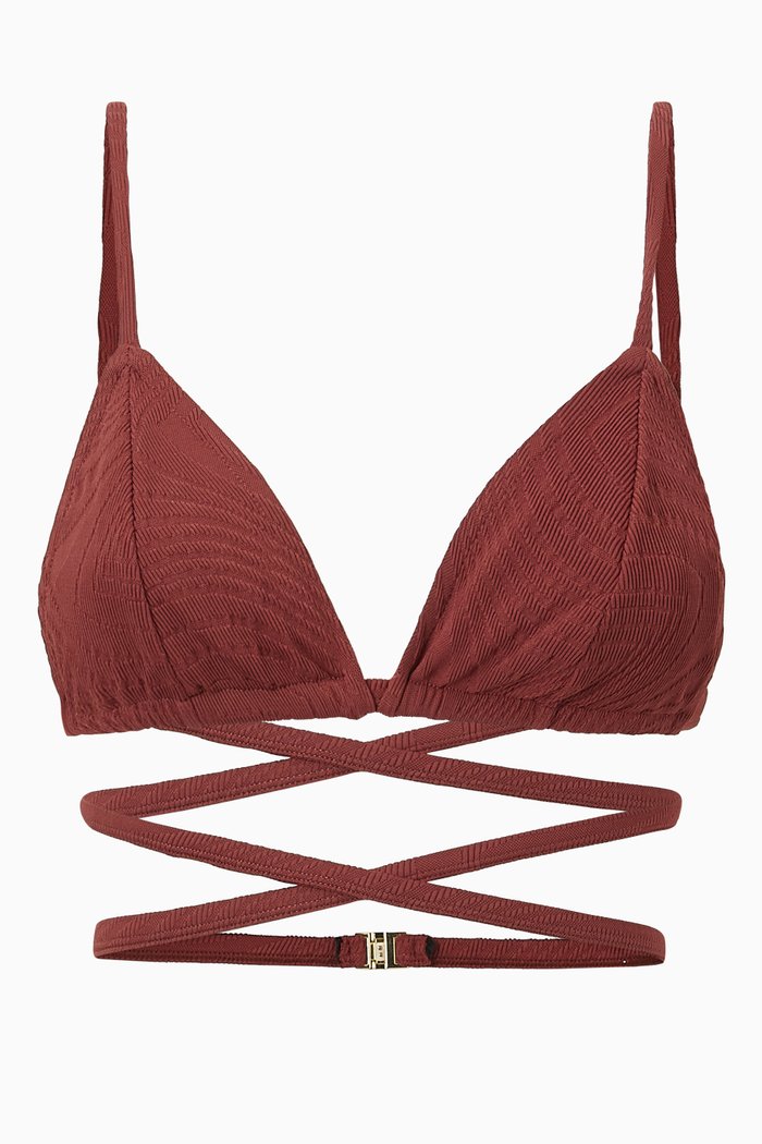 

Akira Bikini Top in Textured Lycra, Brown