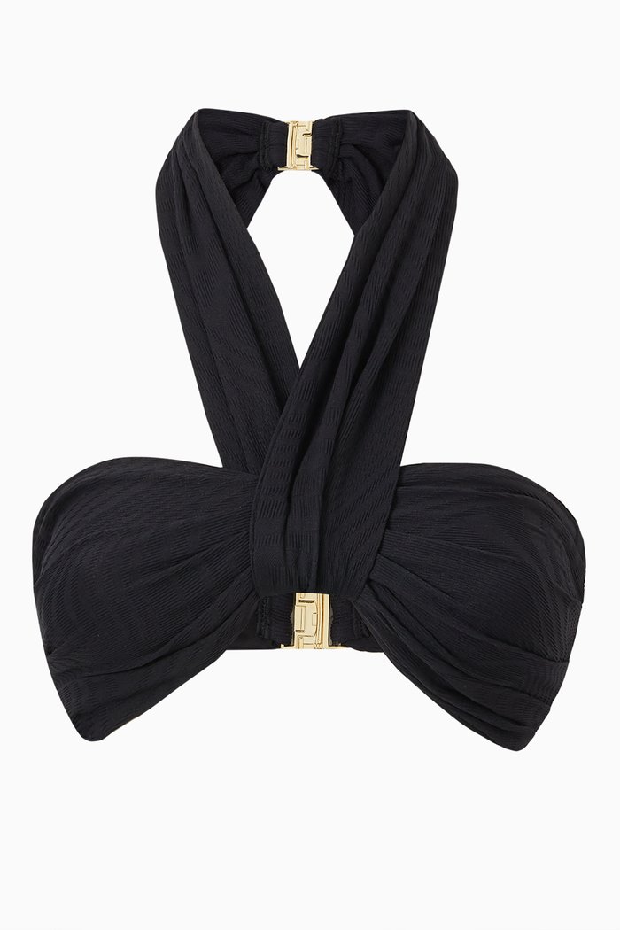 

Herman Bikini Top in Textured Lycra, Black