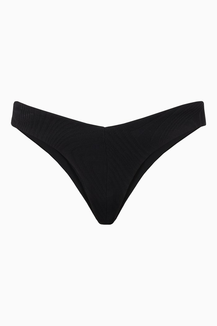 

Chad Bikini Bottom in Textured Lycra, Black