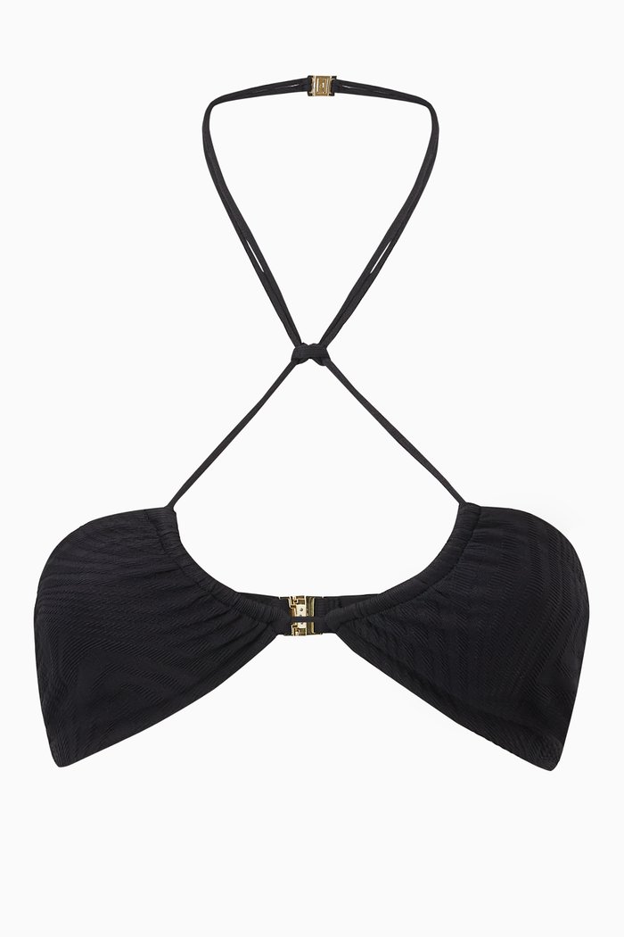 

Conan Bikini Top in Textured Lycra, Black