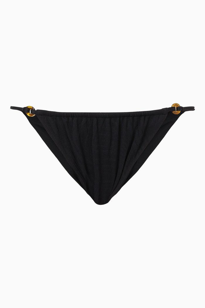 

Xavier Bikini Bottoms in Textured Lycra, Black