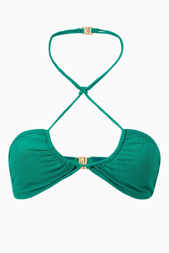 

Conan Bikini Top in Textured Lycra, Green