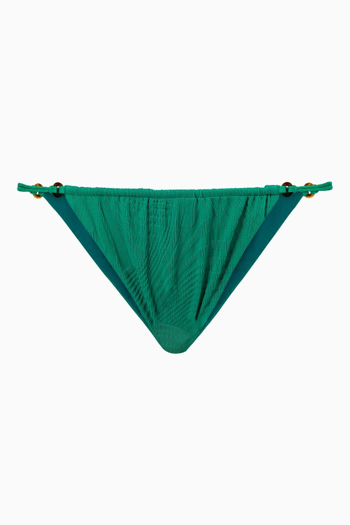 

Xavier Bikini Bottoms in Textured Lycra, Green