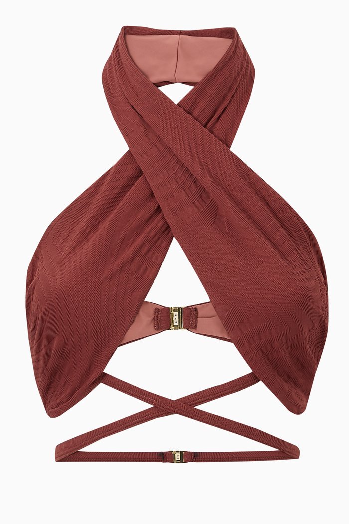 

Lucian Bikini Top in Textured Lycra, Brown