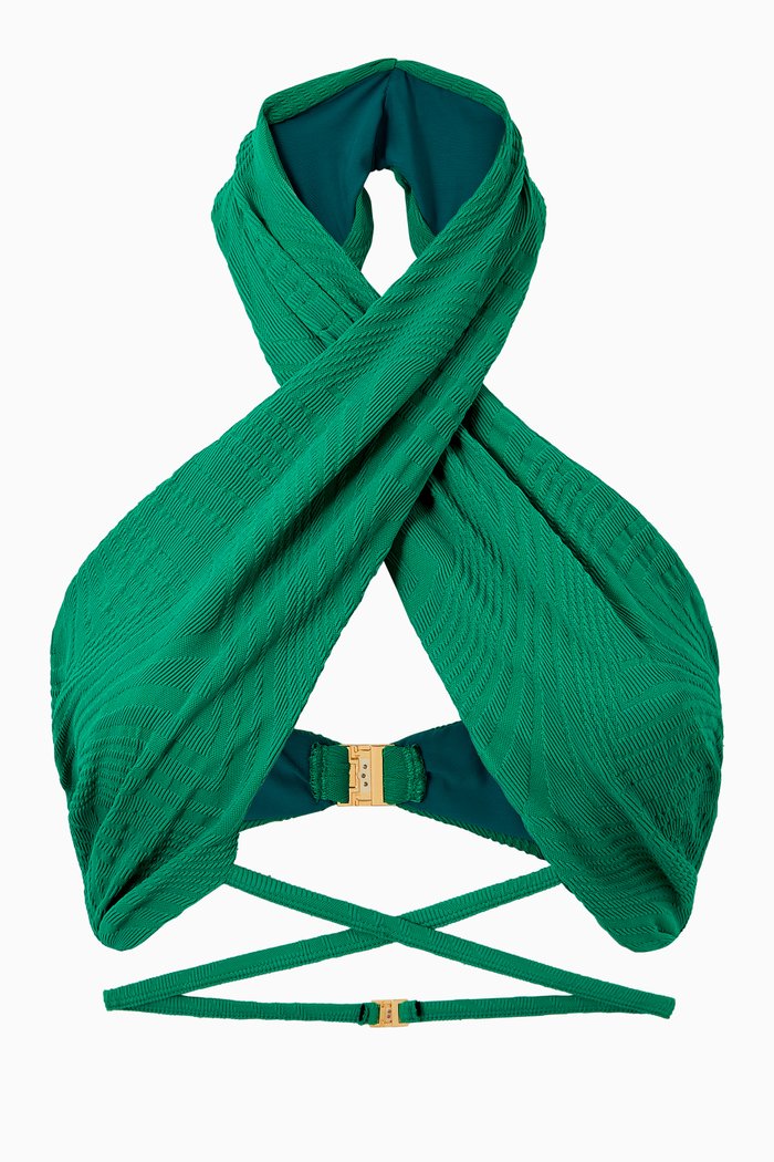 

Lucian Bikini Top in Textured Lycra, Green