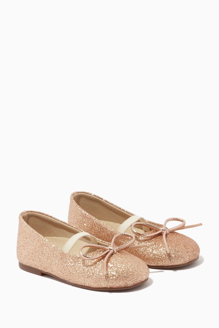 

Bow Detail Glitter Ballerinas, Metallic
