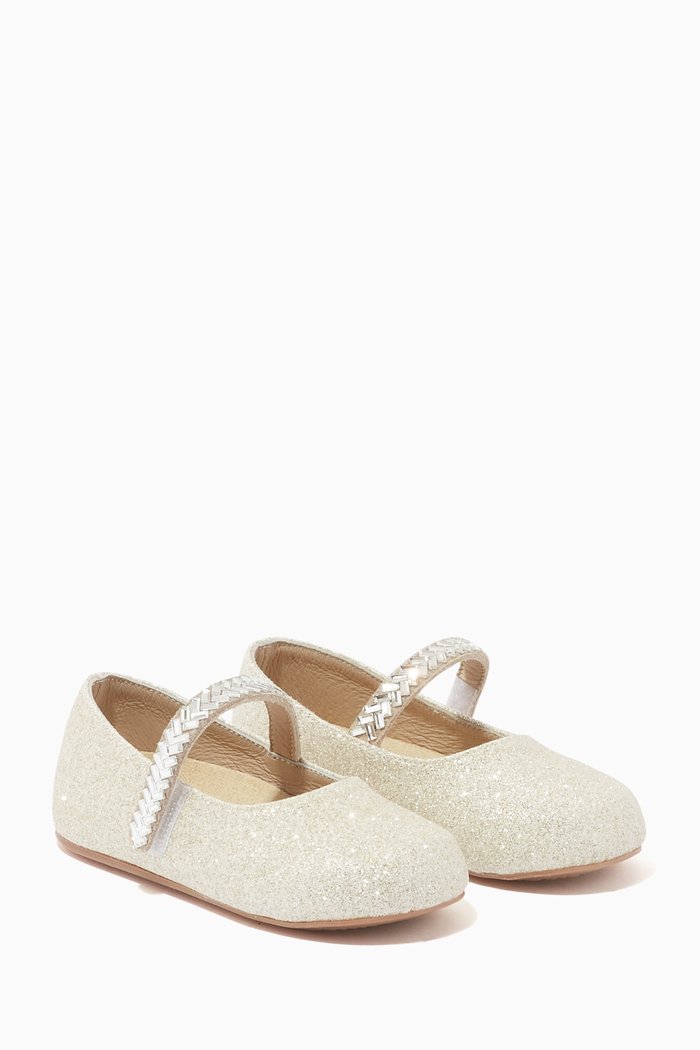 

Bling Strap Glitter Ballerinas, Silver