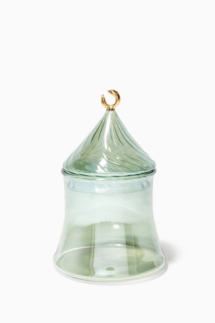 

Crescent Handblown Glass Jar, Green