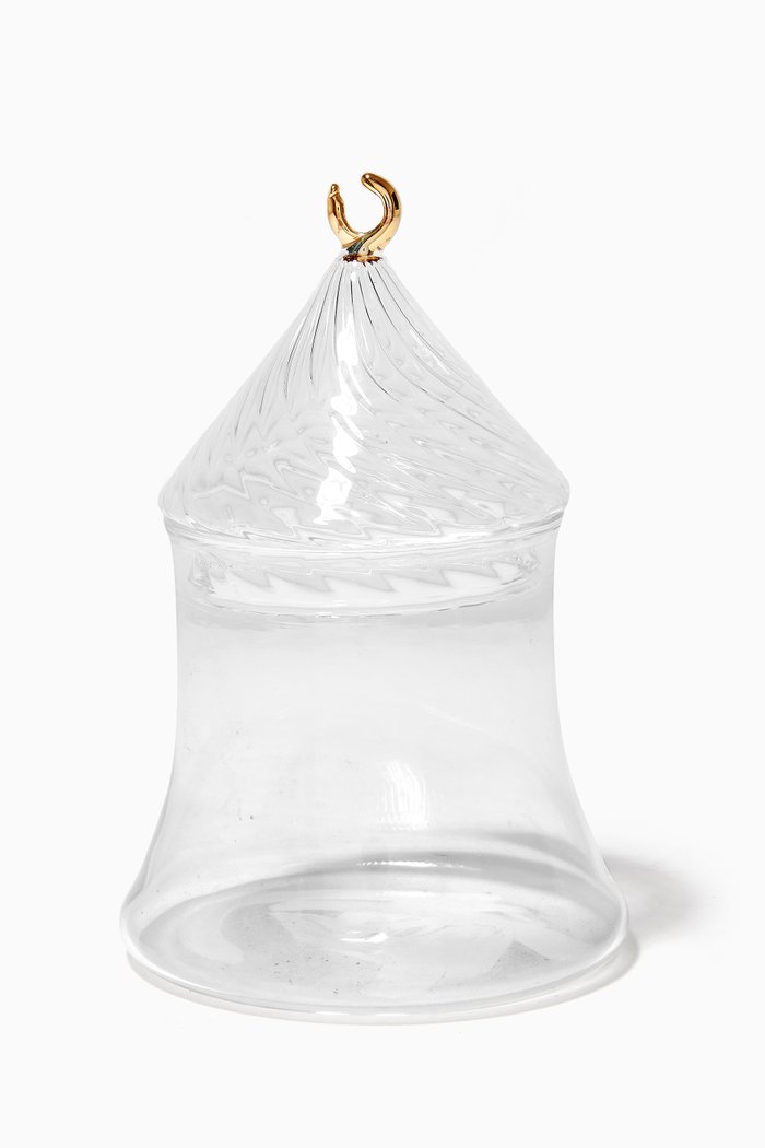 

Crescent Handblown Glass Jar, Silver