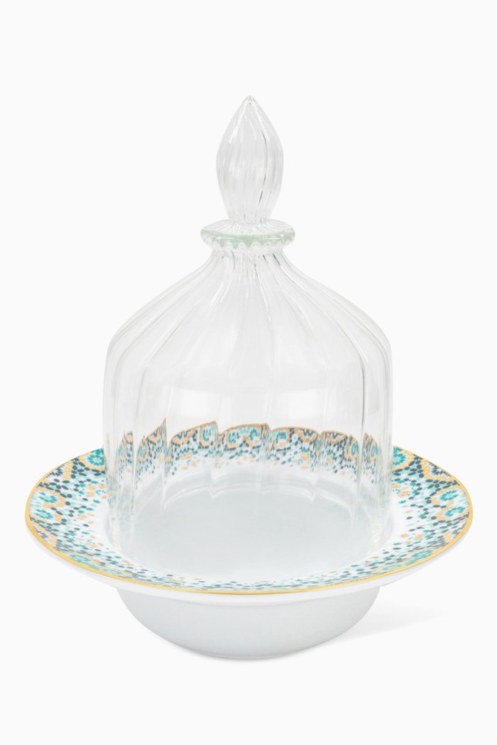 

Large Decorative Dome Emerald Mirrors Plate in Glass & Porcelain, Green