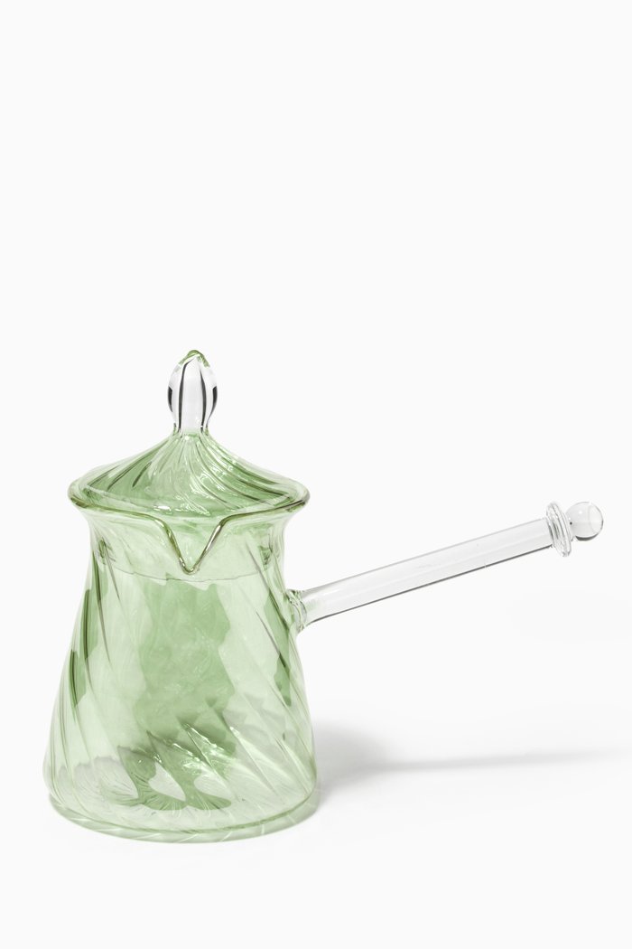 

Turkish Coffee Pot in Handblown Glass, Green
