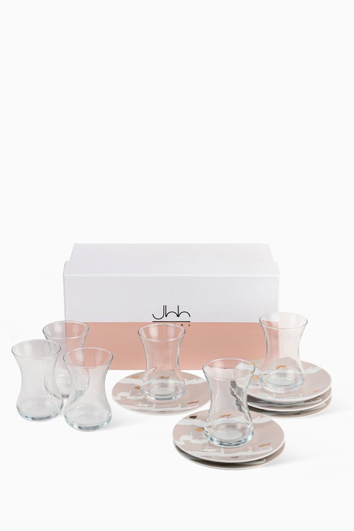 

Joud Istikana Teacups & Saucers, Set of 6, Multicolour
