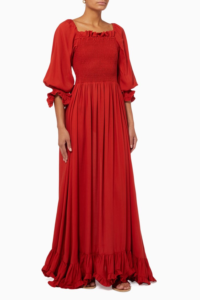 

Lora Dress in Organic Silk, Red