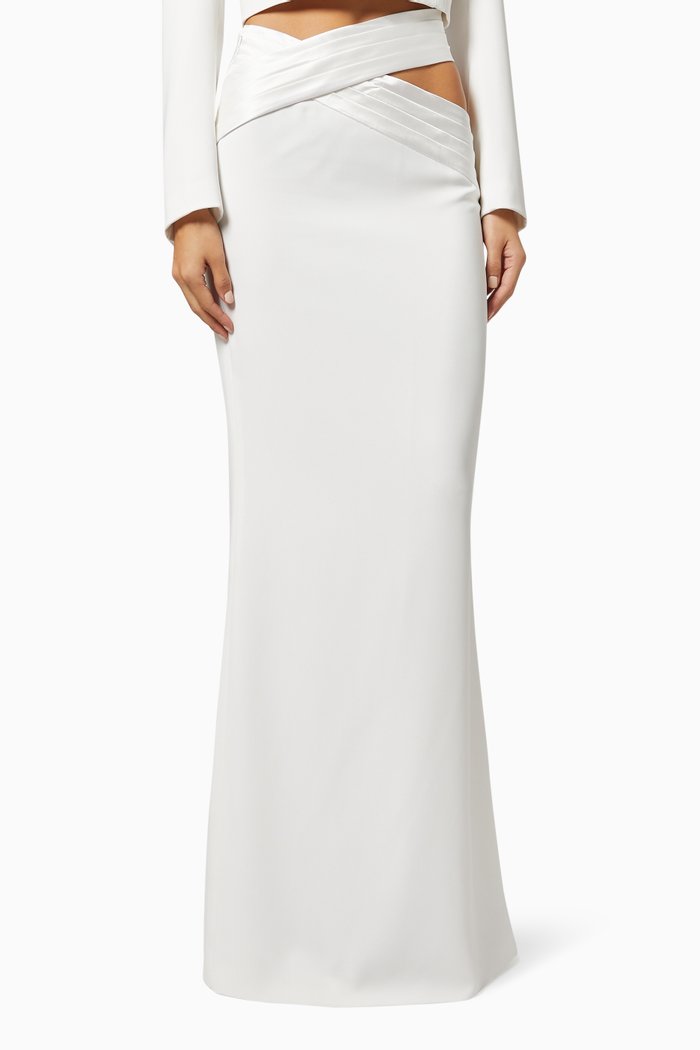 

Cut Out Maxi Skirt in Crepe, White