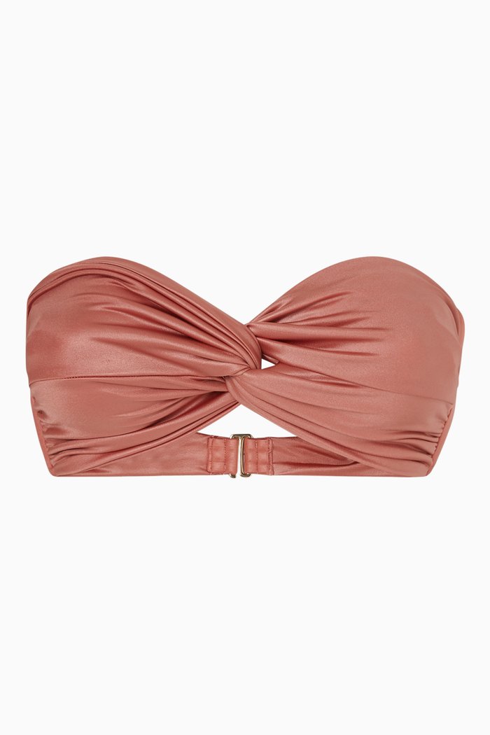 

Wave Bandeau Bikini Top in Nylon, Pink