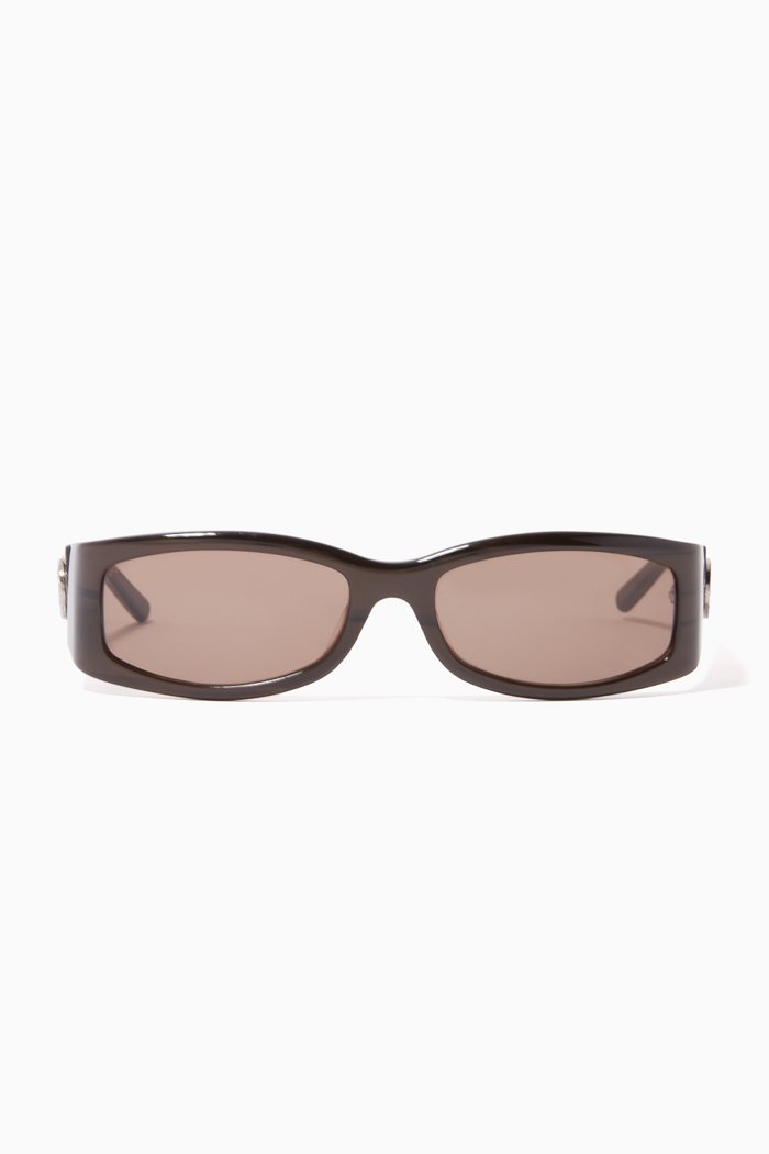 

GG Rhinestones Rectangle Sunglasses in Acetate, Brown
