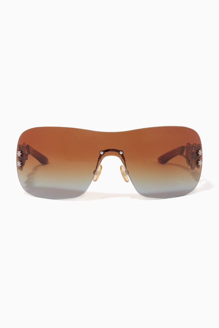 

Rose Motif Rimless Sunglasses in Metal, Gold