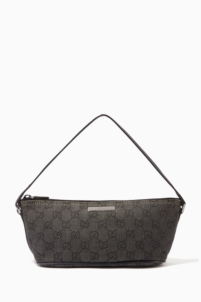 

Mini Baguette Bag in GG Denim, Grey