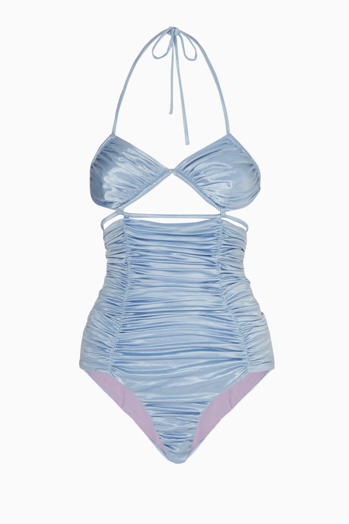 

Sculpture Ruched Swimsuit in Nylon Blend, Blue