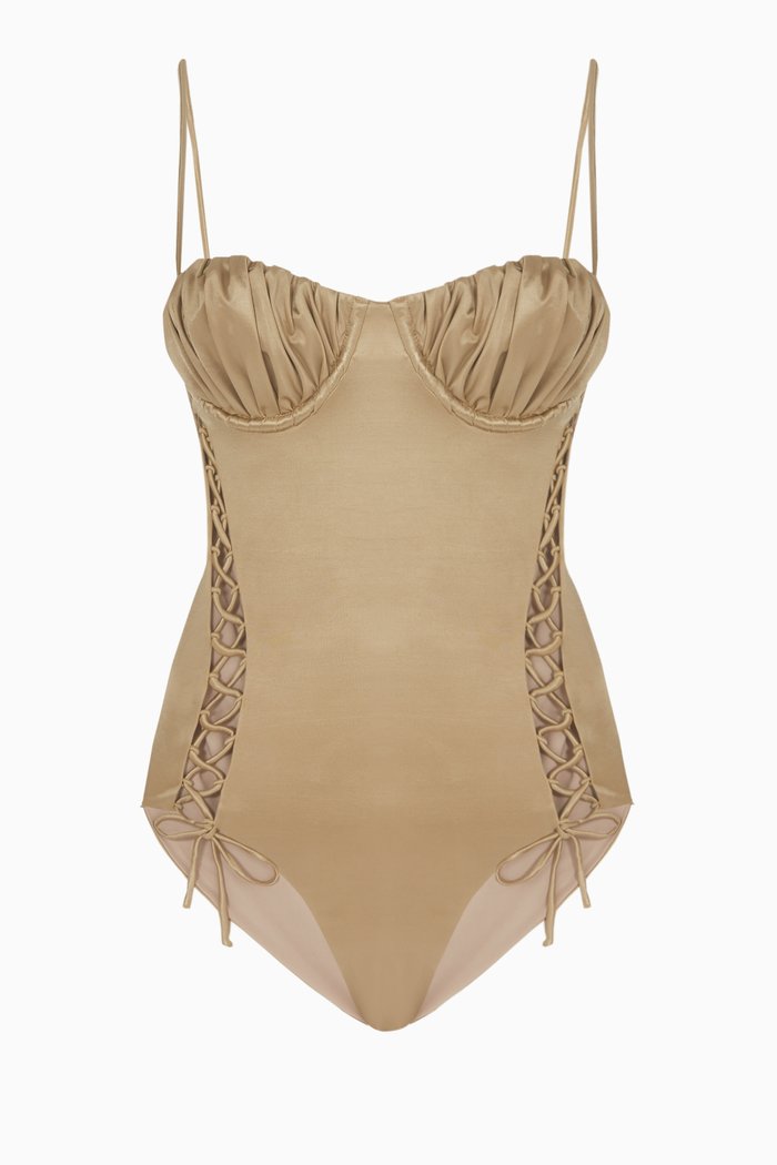 Waves Swimsuit in Nylon, Gold