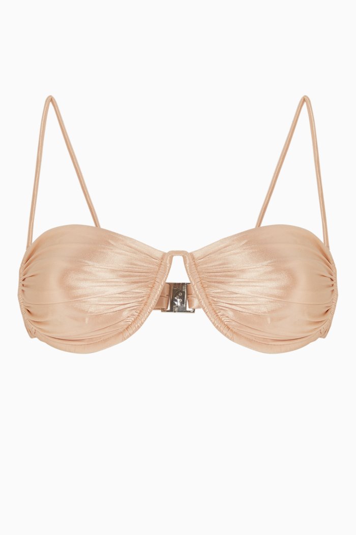 Ripple Ruched Bikini Top, Orange