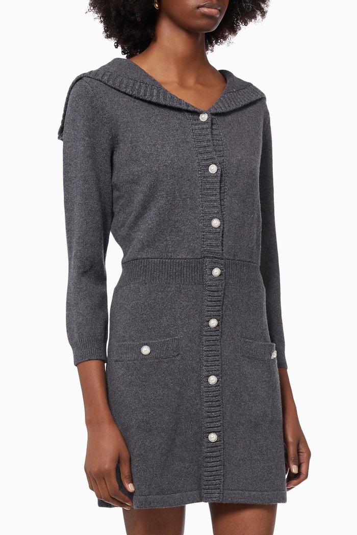 

Sweater Dress in Wool & Cotton Blend, Grey