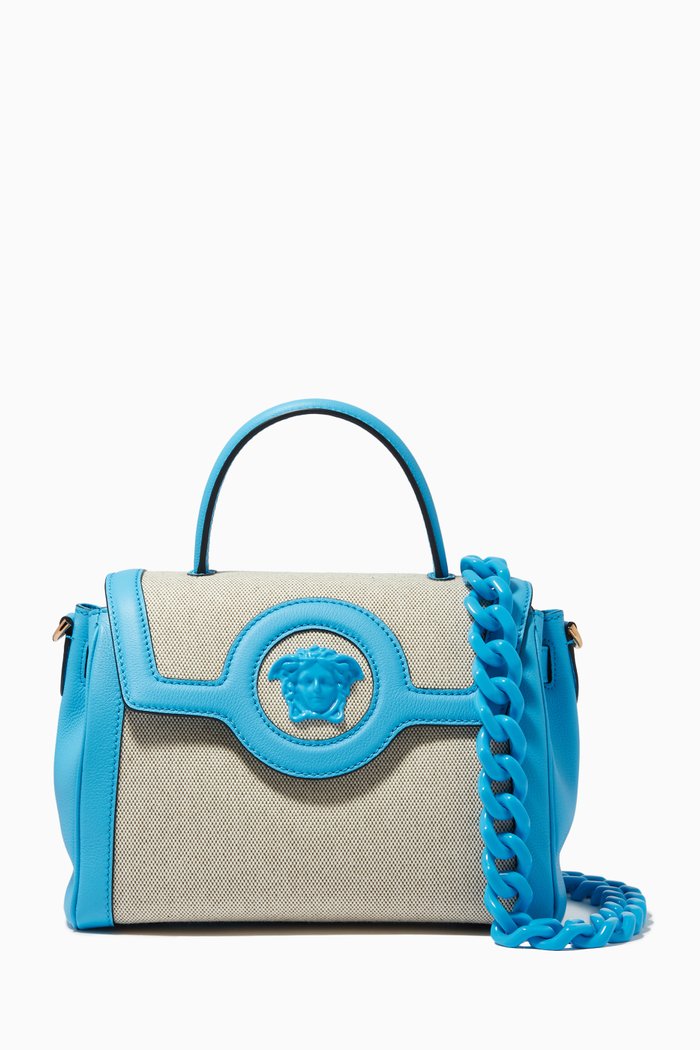 

La Medusa Top Handle Bag in Canvas & Leather, Multicolour