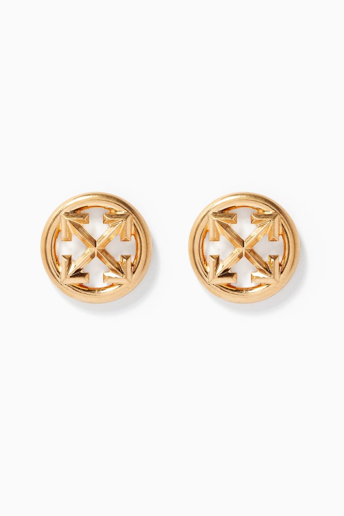 

Circle Arrow Stud Earrings in Brass, Gold