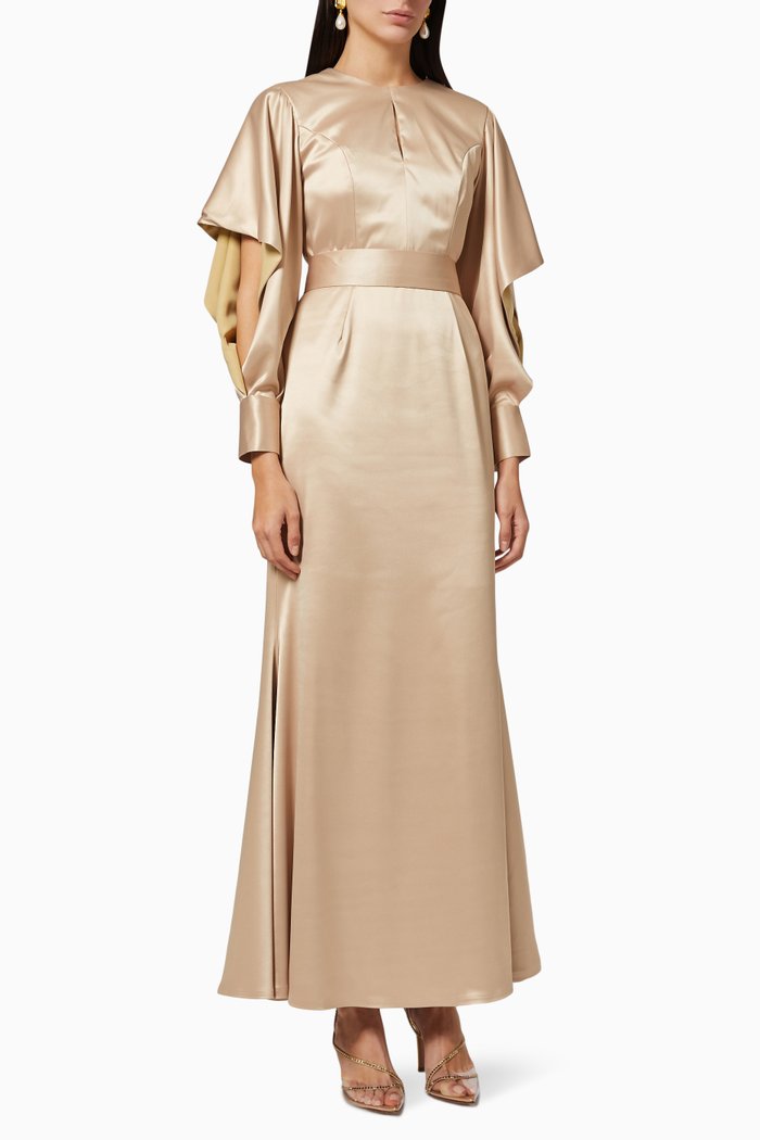 

Ruffle Maxi Dress, Gold