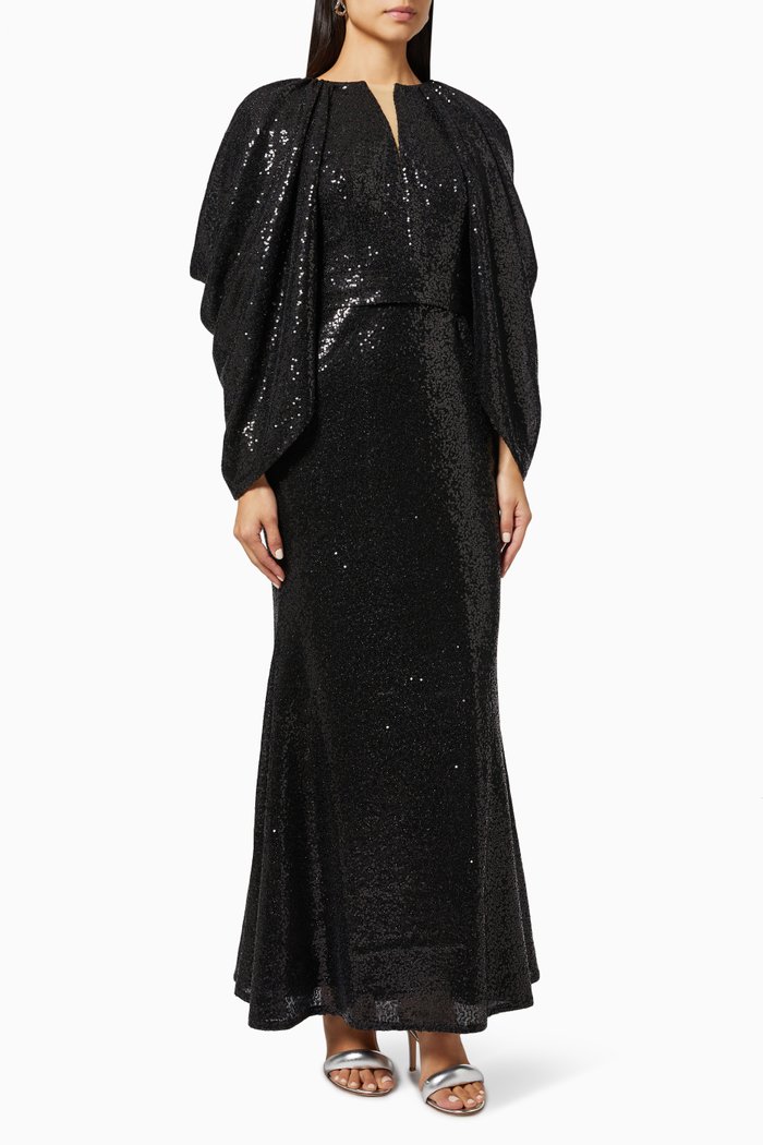 

Draped Sleeve Gown, Black