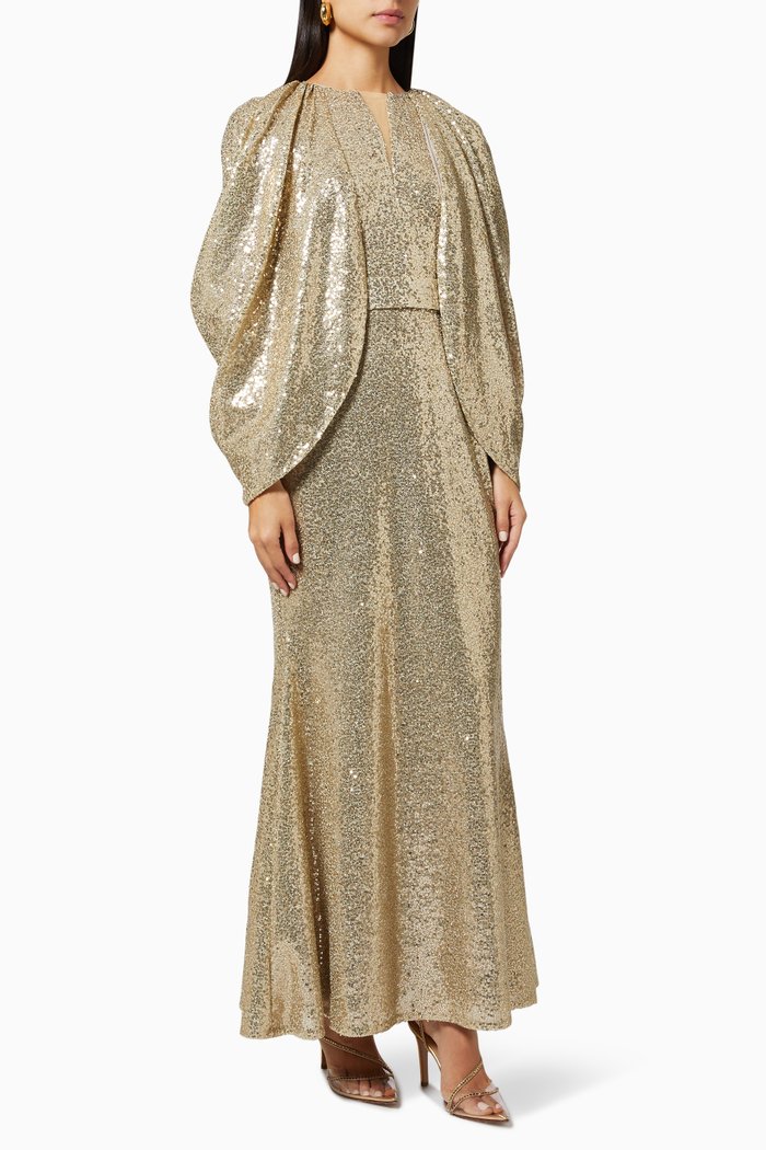 

Draped Sleeve Gown, Gold