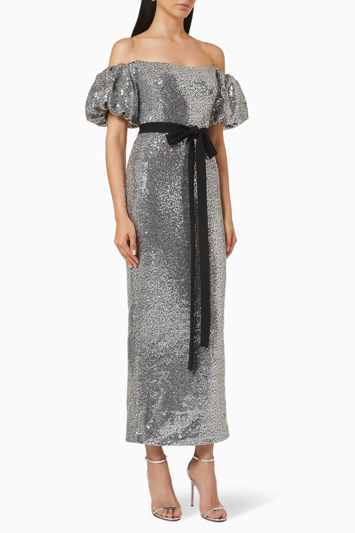 

Off-The-Shoulders Gown, Silver