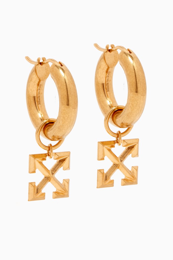 

Arrow Hoop Earrings in Brass, Gold