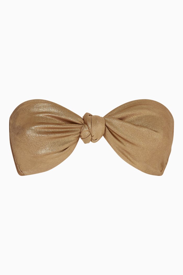 

Marina Bandeau Bikini Top in Metallic Nylon, Gold
