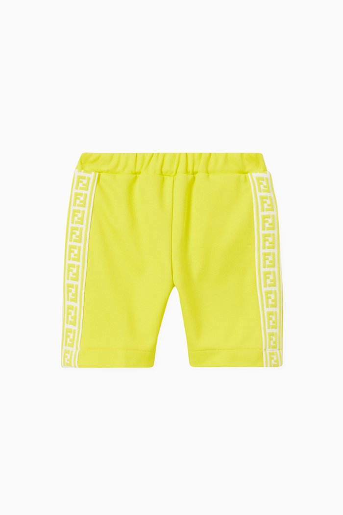 Side Logo Band Shorts in Cotton Blend, Yellow
