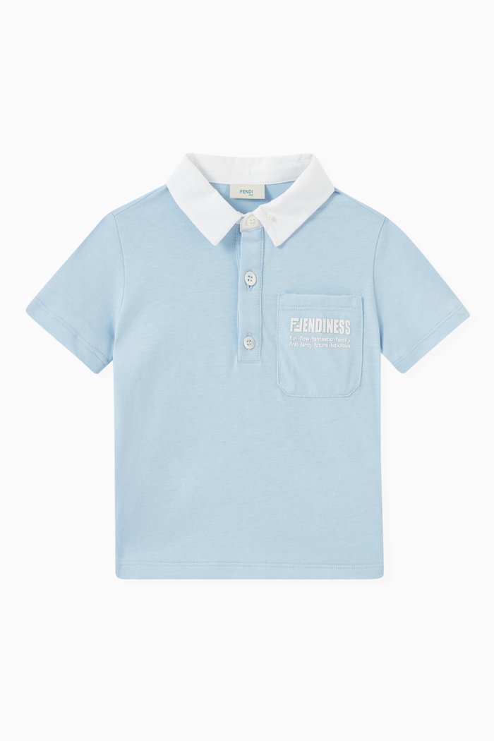 

Fendiness Polo in Cotton Jersey, Blue