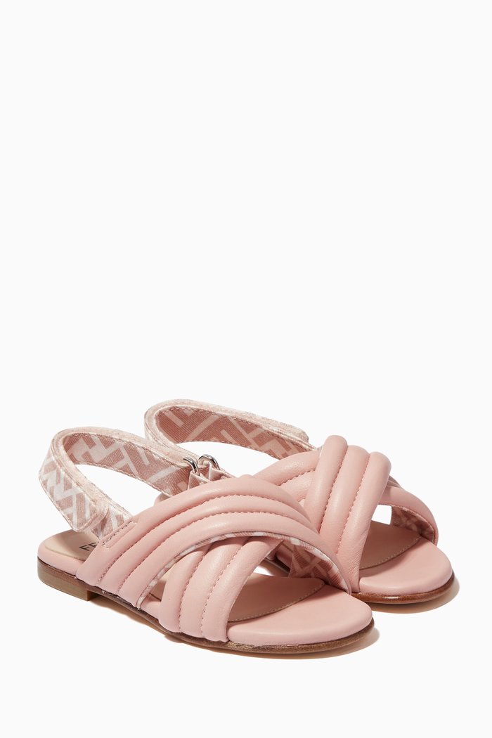 

FF Slingback Sandals in Leather, Pink