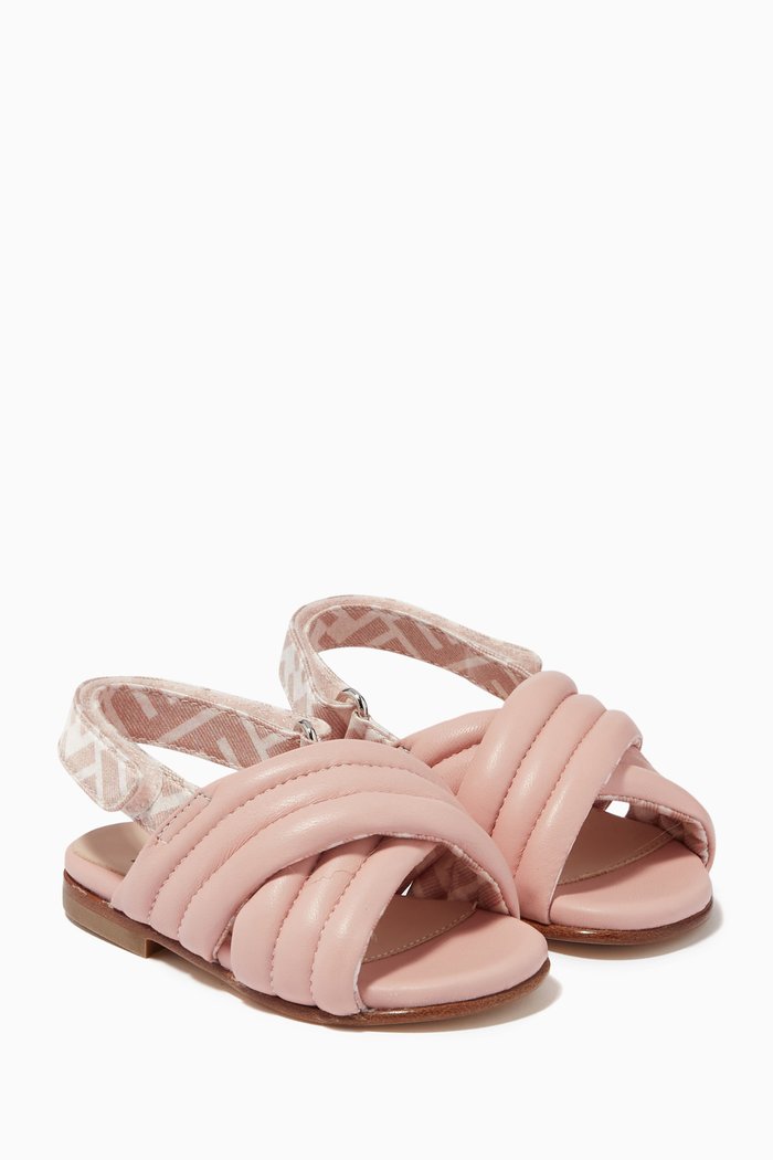 

FF Slingback Sandals in Leather, Pink