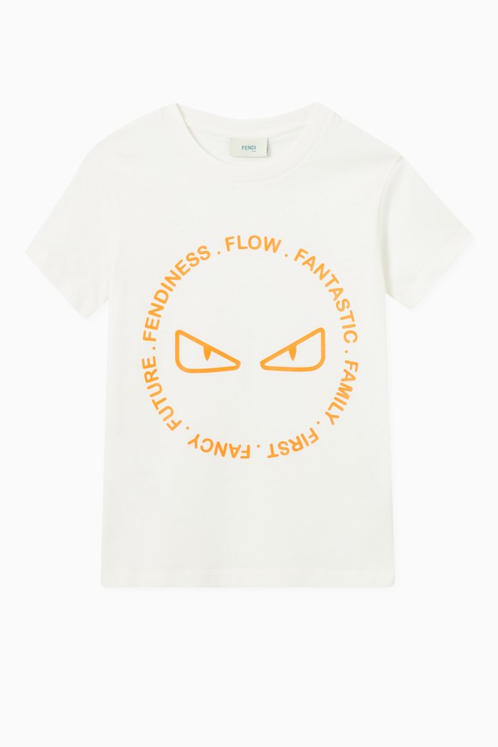 

Eyes & Motto Print T-shirt in Cotton, White