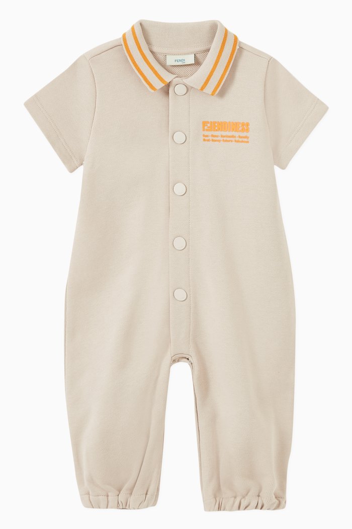 

Fendiness Polo Playsuit in Cotton Piqué, Neutral