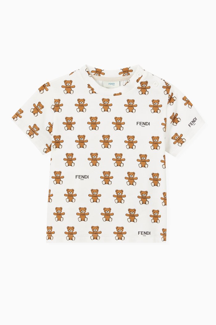 

Teddy Bear Print T-shirt in Cotton Jersey, White