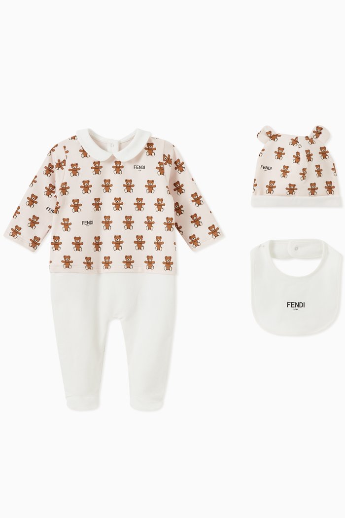

Teddy Print Pyjama Set in Cotton Jersey, Multicolour